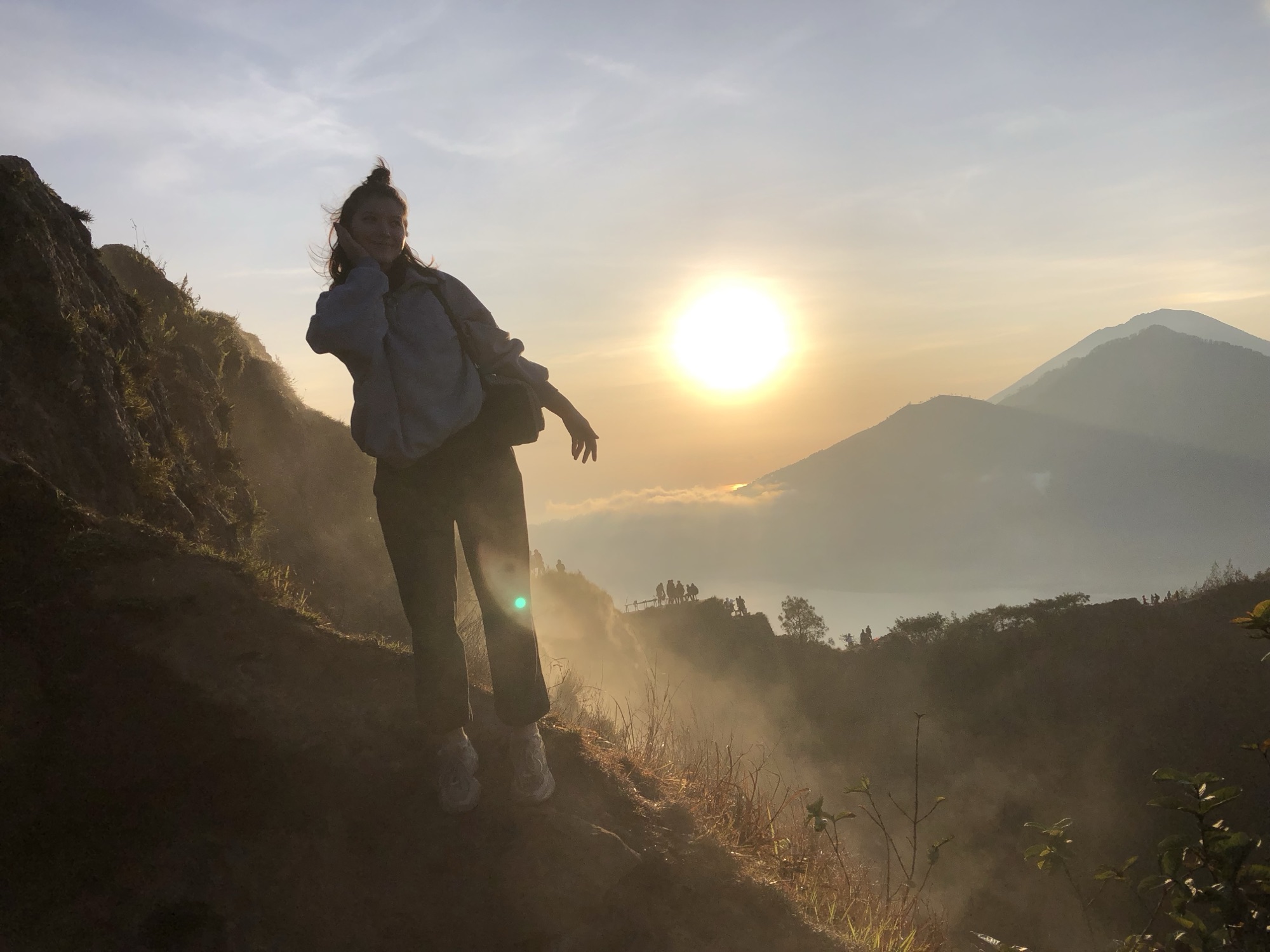Xenia Voss watching sunrise in the mountains of Bali